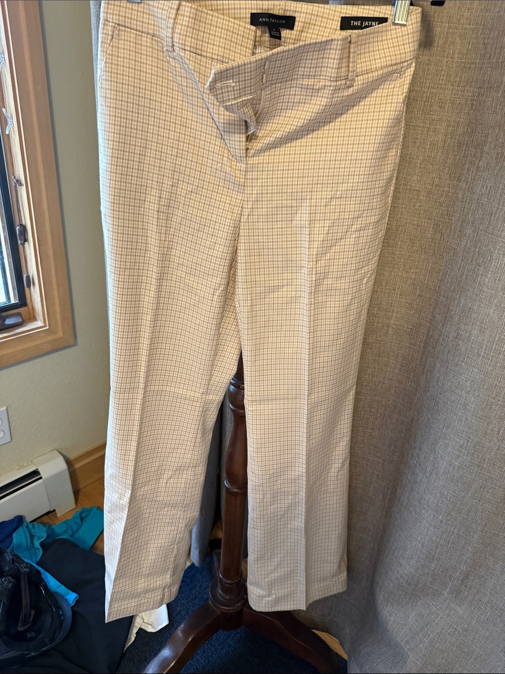 Ann Taylor Tan Plaid Dress Pants
